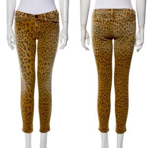 Current Elliott Mid Rise Leopard Skinny Jeans